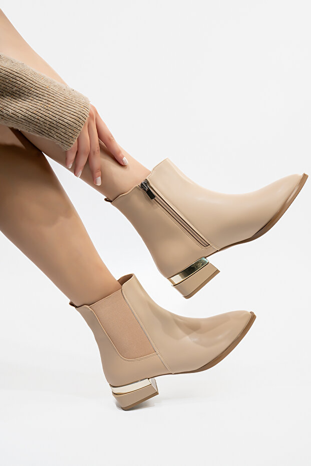 Women's Nude Skin Heeled Boots
