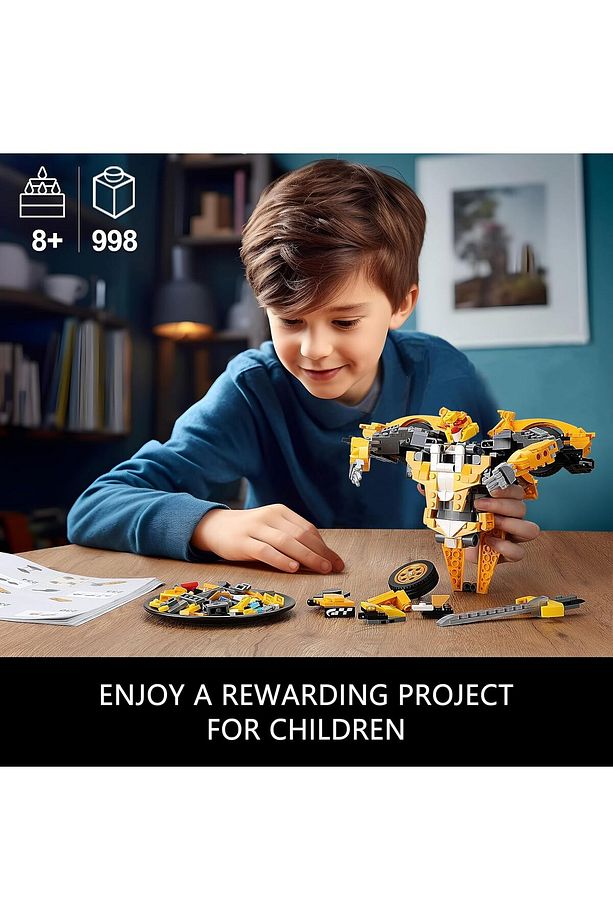 Yarış Arabası Modeli ve Robot Yapı Seti, 2'si 1 Arada Dönüşen Robot - 5