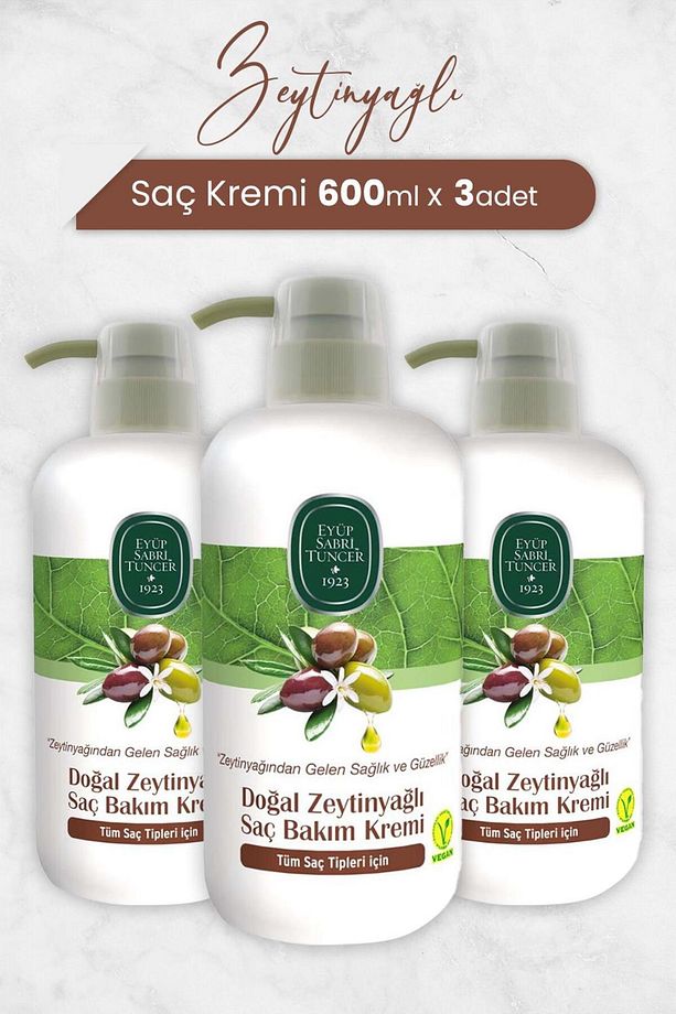 Doğal Zeytinyağlı Saç Kremi 600 ml X 3 Adet - 1