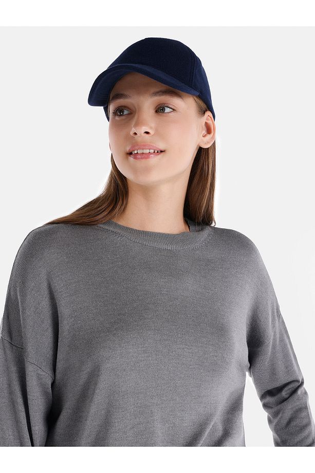 Regular Fit Bisiklet Yaka Basic Gri Kadın Kazak - 4