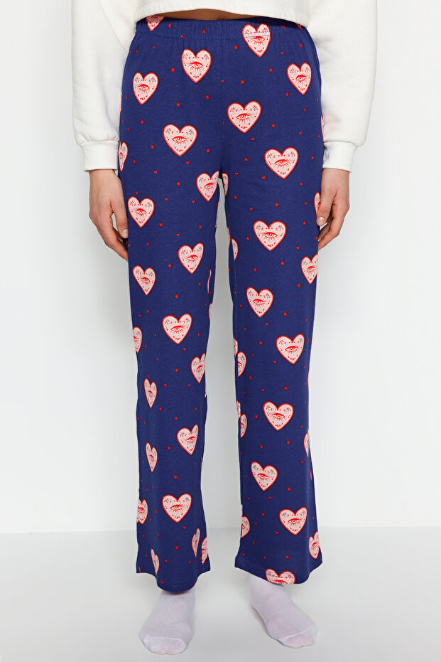 Lacivert %100 Pamuklu Kalpli Örme Pijama Altı THMAW24PJ00003 - 4