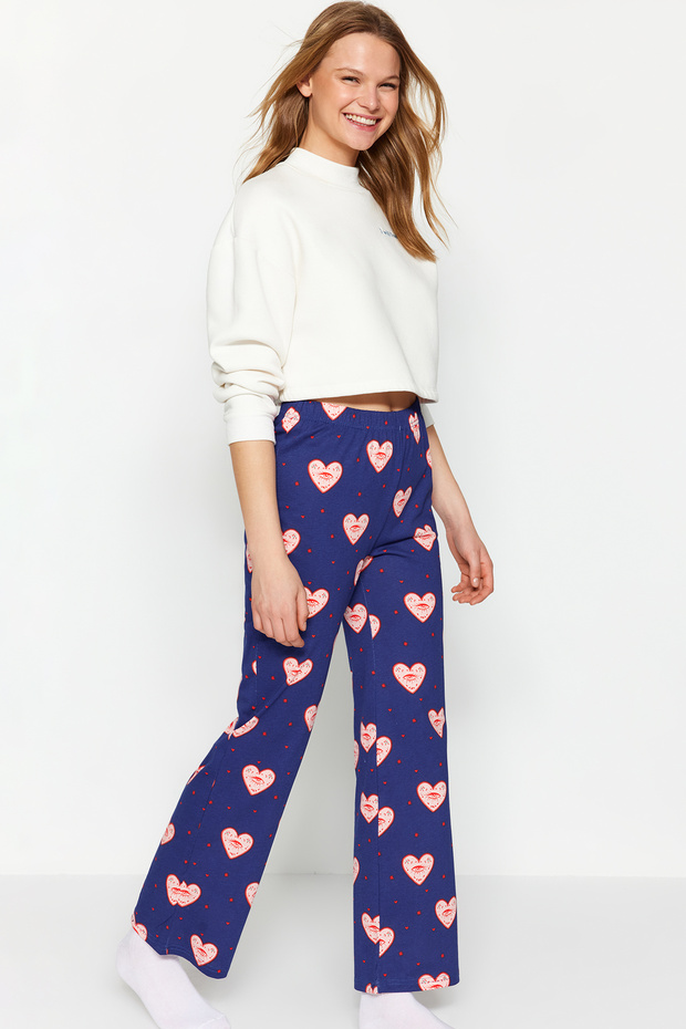 Lacivert %100 Pamuklu Kalpli Örme Pijama Altı THMAW24PJ00003 - 3