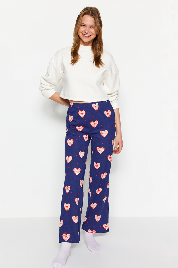 Lacivert %100 Pamuklu Kalpli Örme Pijama Altı THMAW24PJ00003 - 2