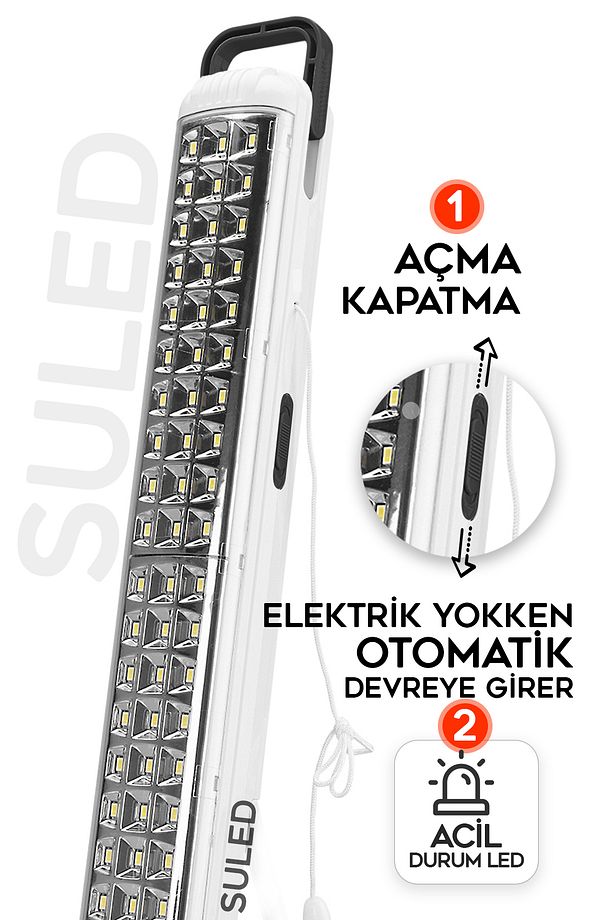 Sl-1024 69 Power Li Işıldak Çekmeli Ipli Fener Şarjlı Işıldak 2 Kademeli Aydınlatma Kamp El Feneri - 2
