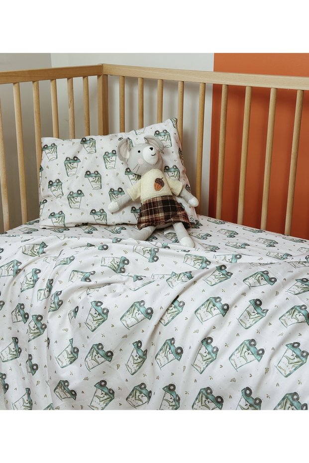 Cotton Satin Baby Elastic Sheet Set (80X140cm)-Crocodile