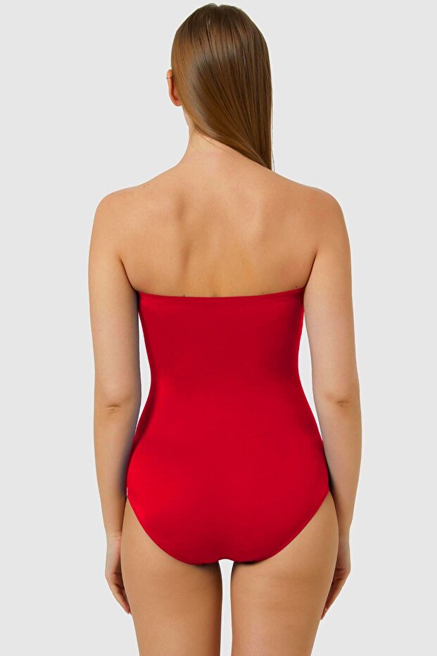 79358 Roter trägerloser Badeanzug - 2