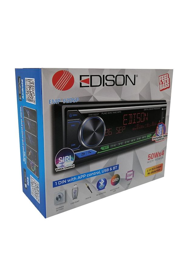 Edison EMP-92 DSP Uyumlu Oto Teyp 3 Anfi Çıkışlı DSP İşlemcili Telefon Kontrollü USB/BT /AUX - 1