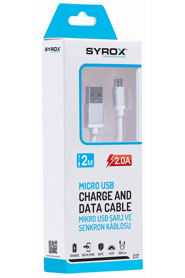 C17 - Mıcro Usb Şarj ve Data Kablosu Siyah 2.0A - 200 cm - 4