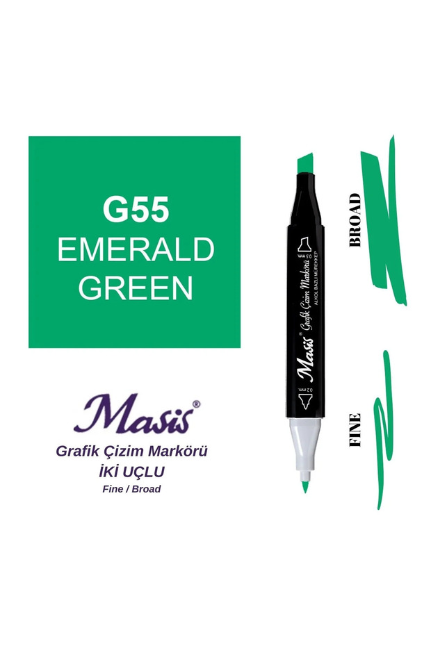 Twin Dual Tip Marker Pen 55 Emerald Green