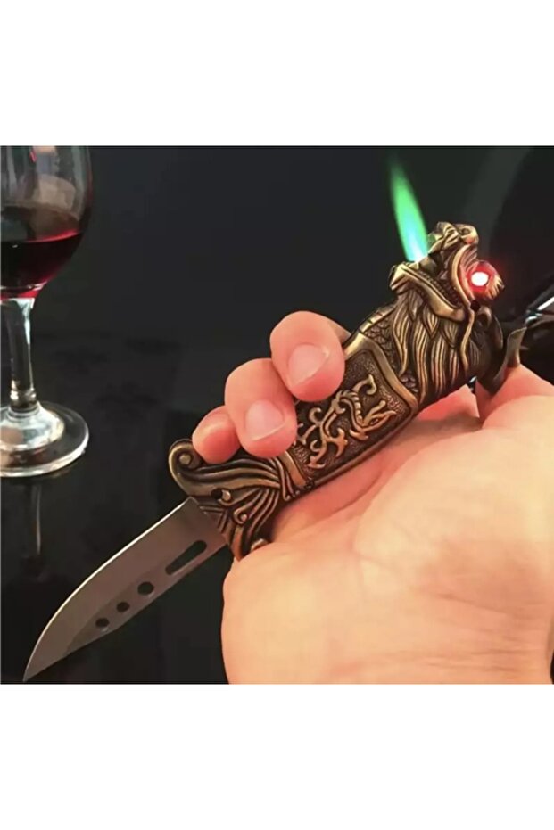 Kaplan Figürlü Çakı Çakmak Modeli - 2