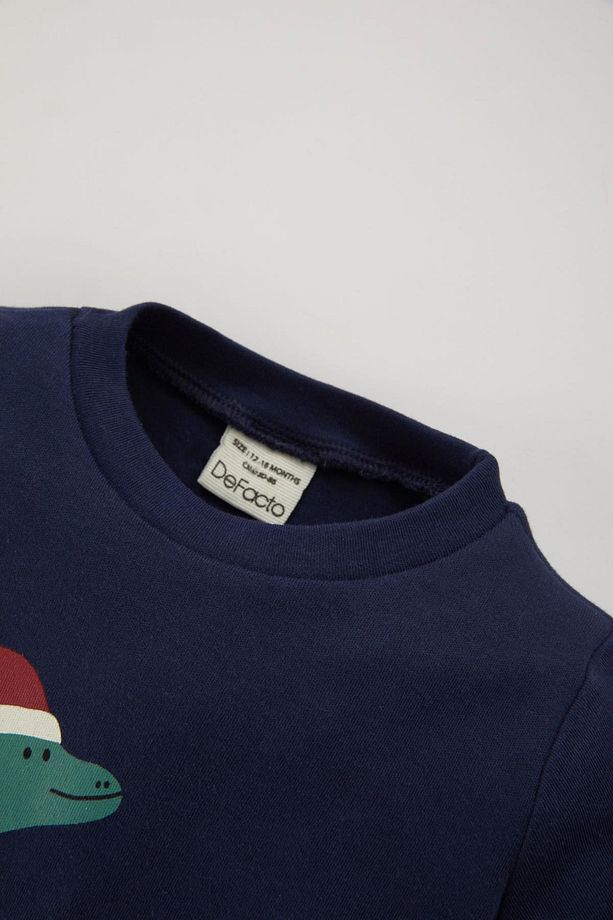 Erkek Bebek Yılbaşı Temalı Uzun Kollu Flanel Pijama Takımı - 3