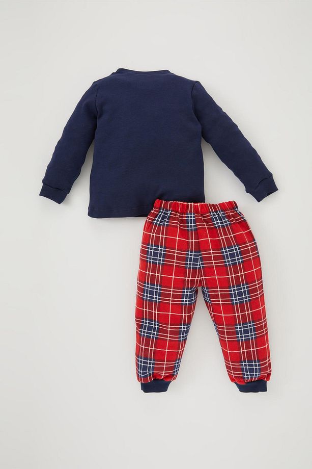 Erkek Bebek Yılbaşı Temalı Uzun Kollu Flanel Pijama Takımı - 5
