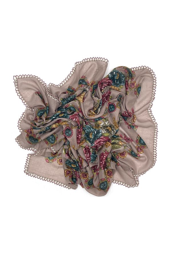 Kenarları Oyalı 7'li Set Pamuklu Yazma 100x100cm Eşarp Toptan Dağıtmalık - 4