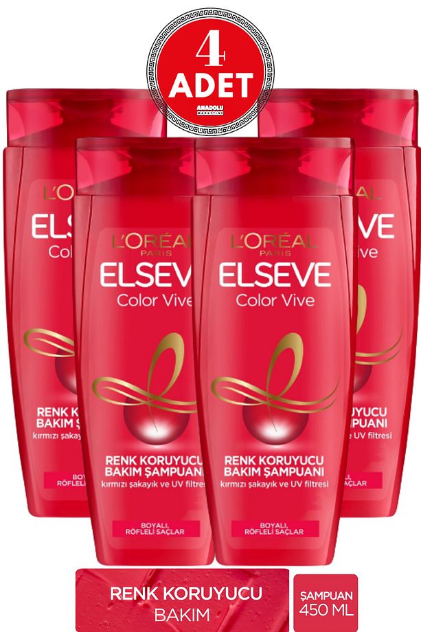 L'Oréal Paris Elseve Colorvive Renk Koruyucu Bakım Şampuanı 450 ml 4 Adet - 1