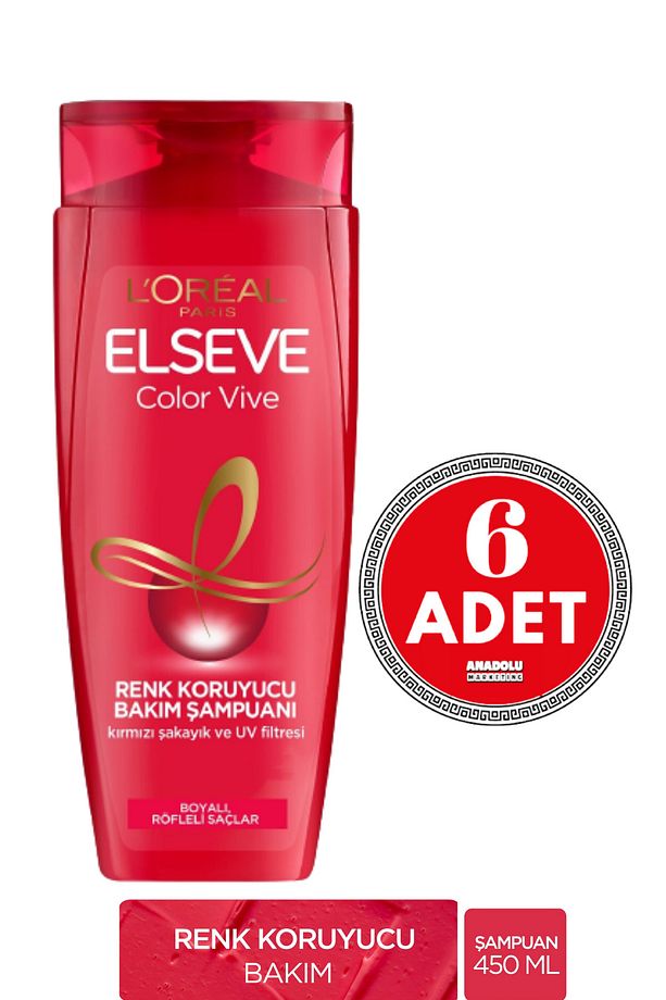 L'Oréal Paris Elseve Colorvive Renk Koruyucu Bakım Şampuanı 450 ml 6 Adet - 1