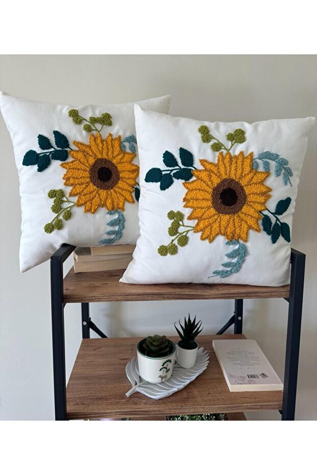 Punchhatolyesii Summer Sunflower Punch Handmade Throw Pillow Cover Set of Two Ecru Color (PANCH)