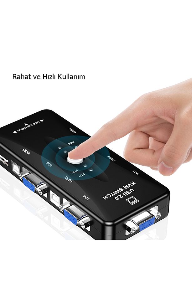 4 Port Usb Kvm Switch Çoklayıcı 4pc Tek Monitör Kasa Çoğaltıcı - 1