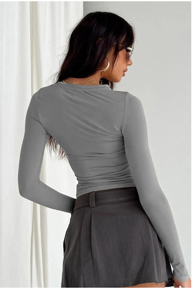 Crew Neck Basic Long Sleeve Body - 4