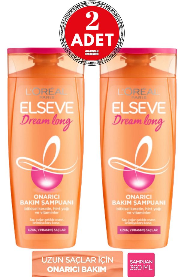 L'Oreal Paris Elseve Dream Long Onarıcı Bakım Şampuanı 360 ml 2 Adet - 1