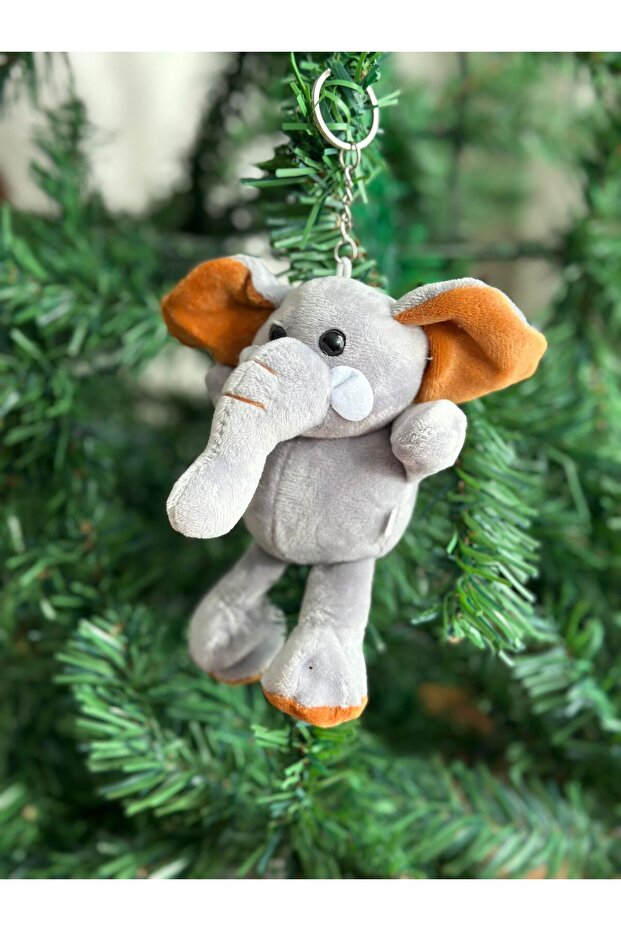 Imported Luxury Large Cute Velvet Plush Toy Elephant Keychain Tree Ornament Decor Grey
