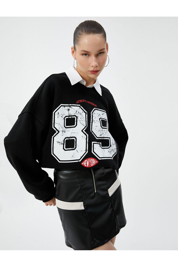 College Sweatshirt Ruffled Stand Collar Long Sleeve Comfortable Cut