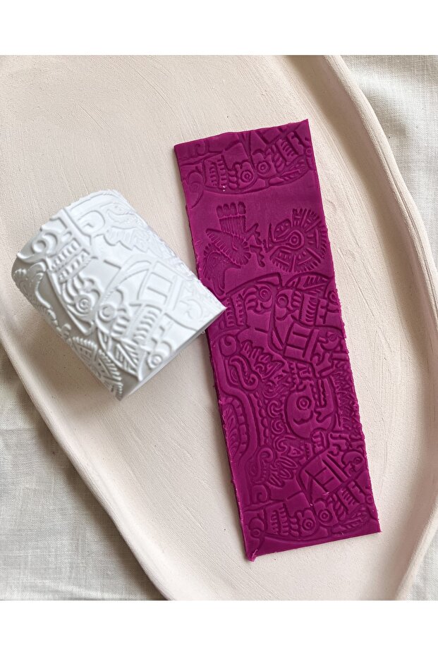 لفة نسيج طين البوليمر منقوشة من الأزتيك / لفة نمط الطين السيراميك - 1