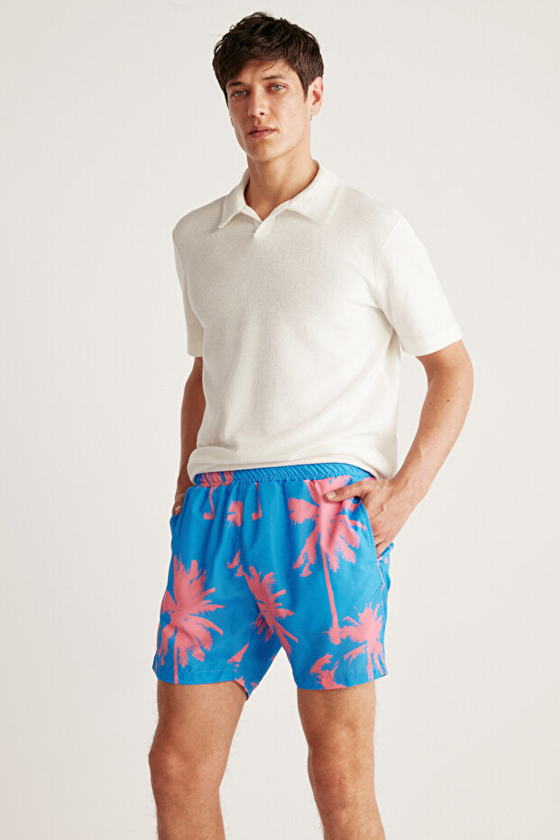 Thiago Men's Lined 3 Pocket Water Repellent Fabric Swim Shorts