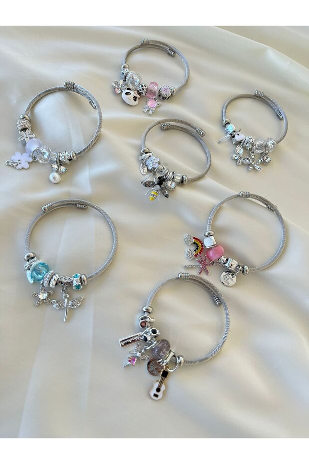 Çelik Model Bileklik Arı Charmlı - 4