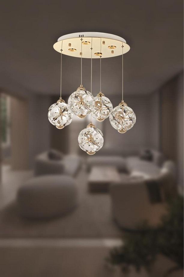 2020-4+1 5li Sarkıt Led Avize - 1