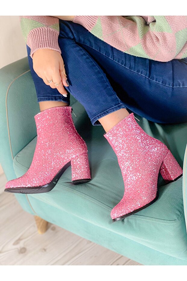 Star Pembe Taşlı Topuklu Bot Bottie - 2