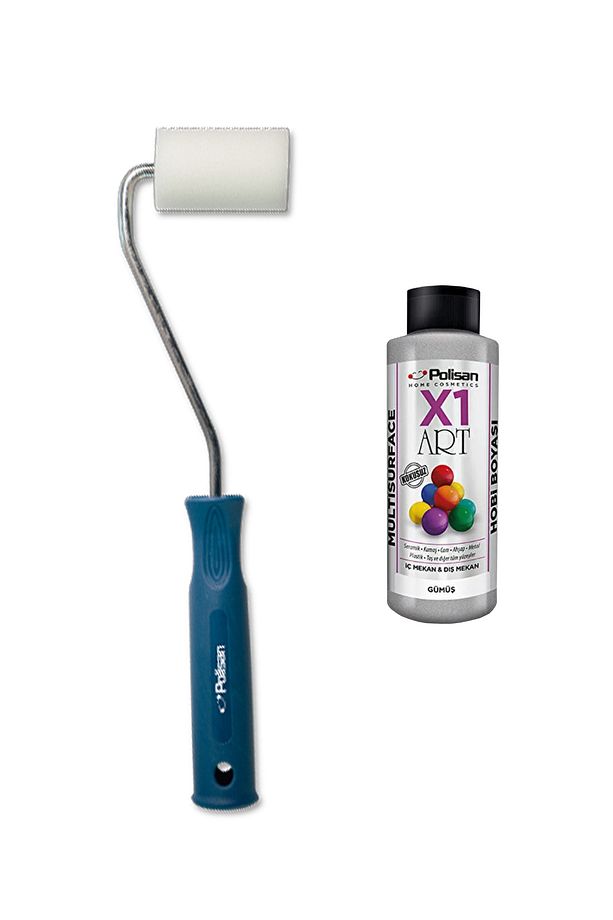X1 Art Multisurface Yaldızlı Akrilik Hobi Boyası 120ml - Gümüş 0103 X1 Art 5cm Mini Rulo - 1