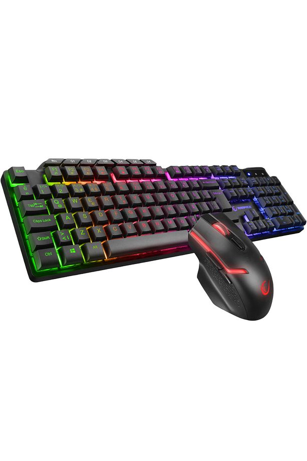 KM-9858 JAZZY 2 in 1 Ultra Aydınlatmalı Oyuncu Gaming Multimedia Klavye Set Mouse + Klavye - 1