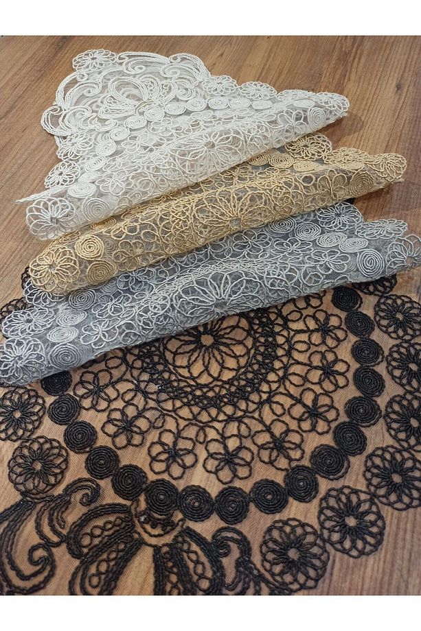 2 Adet Sehpa Örtüsü 38 X 60 Cm. - Gri - 4