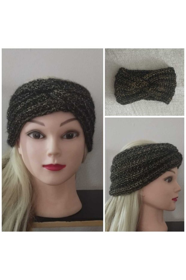 Knitted Headband, Hand Knitted Twisted Bandana, Winter Half Beanie, Knitted Earmuff