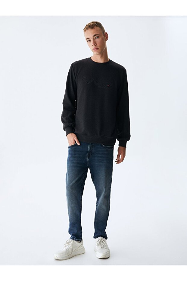 Logolu Antrasit Sweatshırt - 1