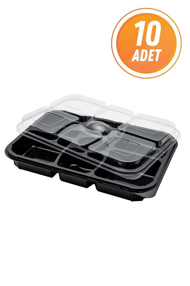 Kullan At Kahvaltı Tabağı 7 Bölmeli Kapaklı Set 10 Adet - 1