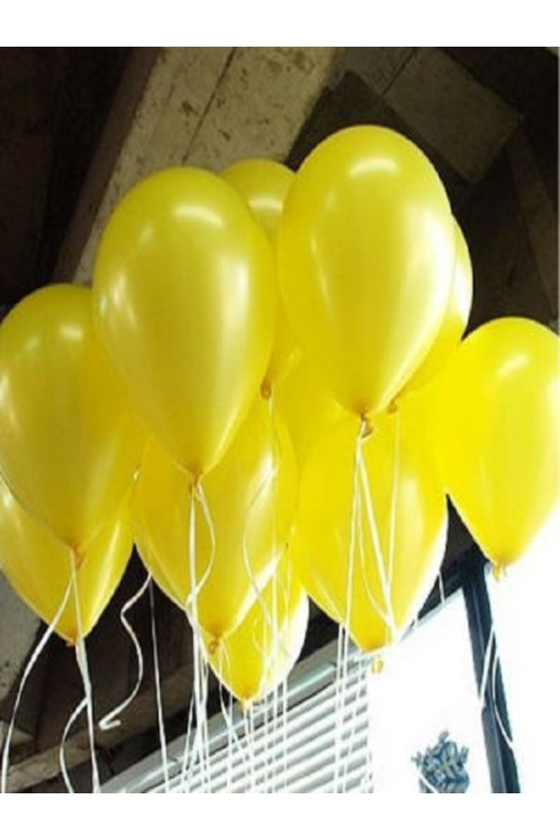 YELLOW COLOR METALLIC ORNAMENT AND PARTY BALLOON 20 PIECES