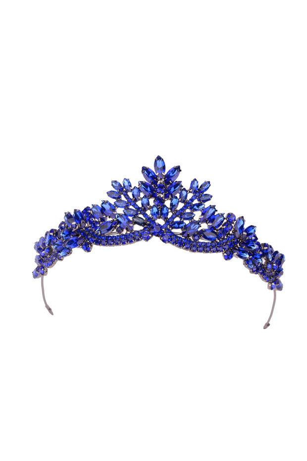 Women's Henna Wedding Crown Crystal Stone Bridal Crown Princess Crown Bachelorette Party Crown Cobalt Blue