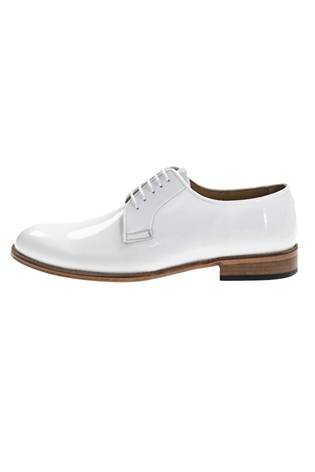 Oz488 White Patent Leather Men's Shoes