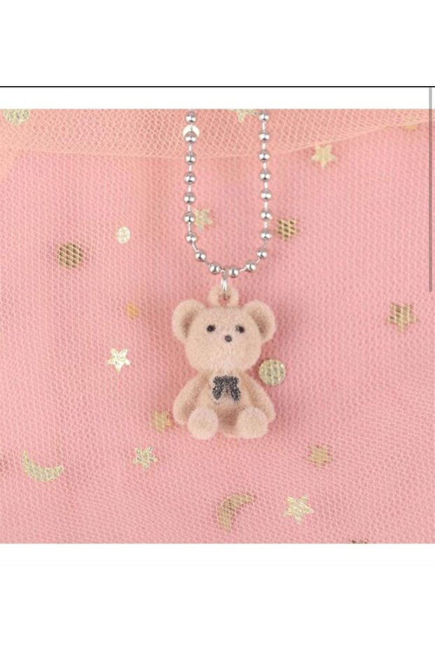 Pink Teddy Chain Feather Necklace