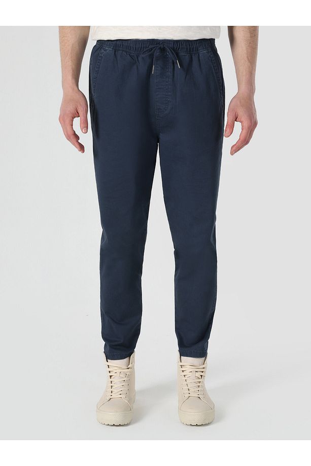 Regular Fit Orta Bel Düz Paça Lacivert Erkek Pantolon - 4