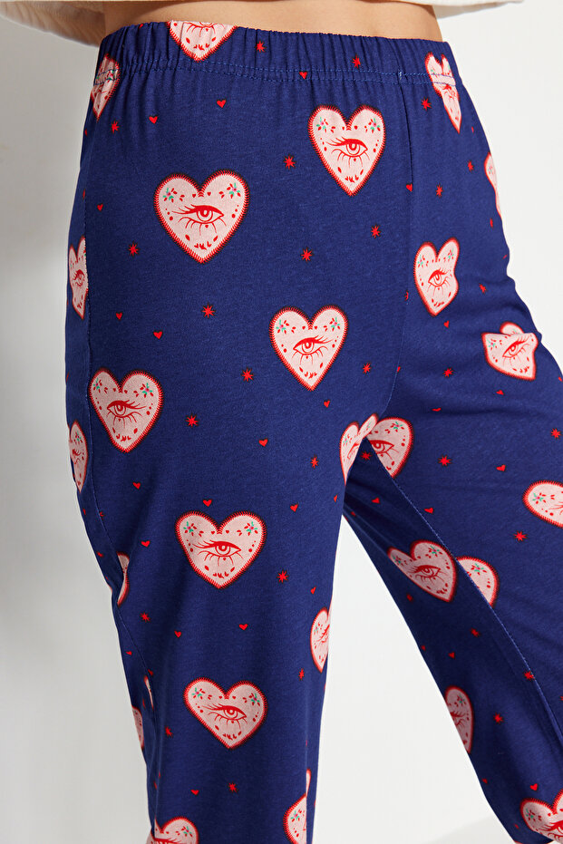 Lacivert %100 Pamuklu Kalpli Örme Pijama Altı THMAW24PJ00003 - 5