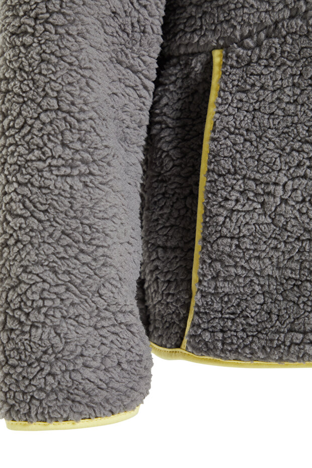 Gri Peluş Örme Spor Sweatshirt THMAW23SW00021 - 5