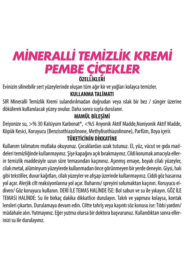 Mineralli Temizlik Kremi Pembe Çiçekler 1125 G - 2