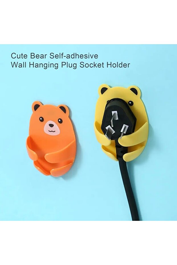 شماعة توصيل منقوشة مكونة من 4 قطع حامل كابل بنمط دب ذاتي اللصق - 5