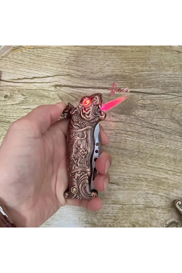 Kaplan Figürlü Çakı Çakmak Modeli - 3