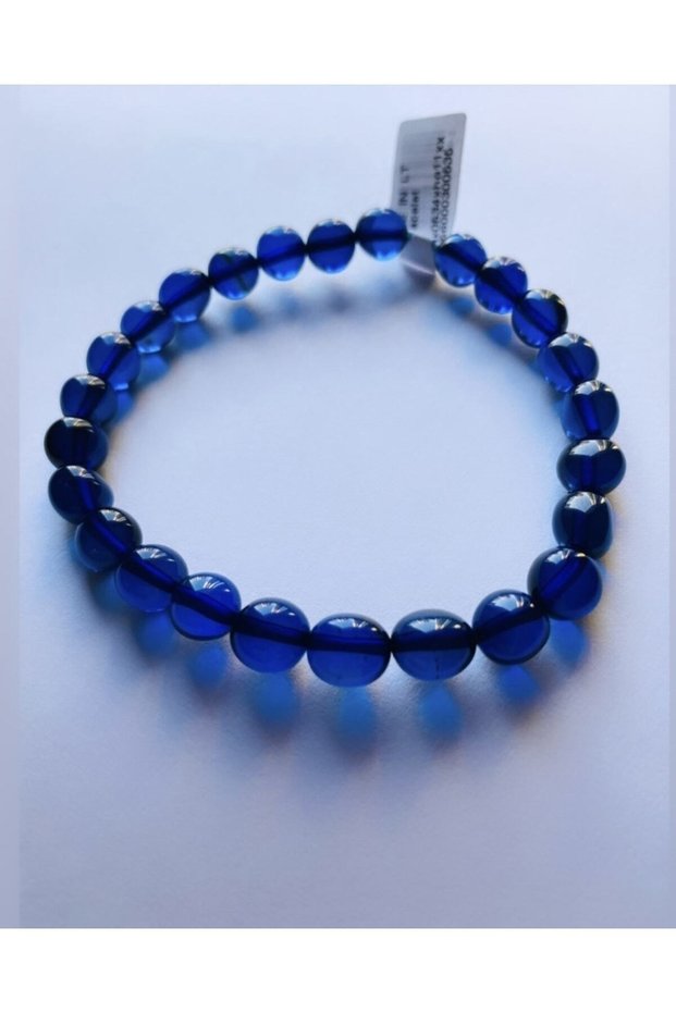 Certified Original Adult Blue Sapphire Amber Bracelet 18 Cm