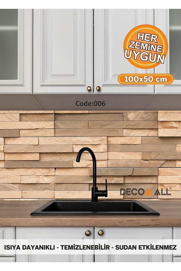 6 Code YAPIŞKANLI DESENLİ FOLYO DUVAR DOLAP MUTFAK TEZGAH ARASI FOLYO KAPLAMA(50x100cm) - 1