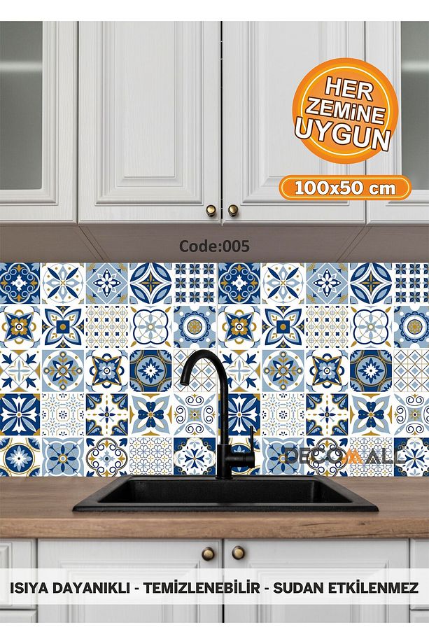 5 Code YAPIŞKANLI DESENLİ FOLYO DUVAR DOLAP MUTFAK TEZGAH ARASI FOLYO KAPLAMA(50x100cm) - 1