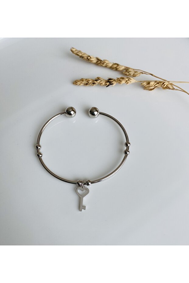 Stainless Steel Silver Figured Adjustable Bracelet